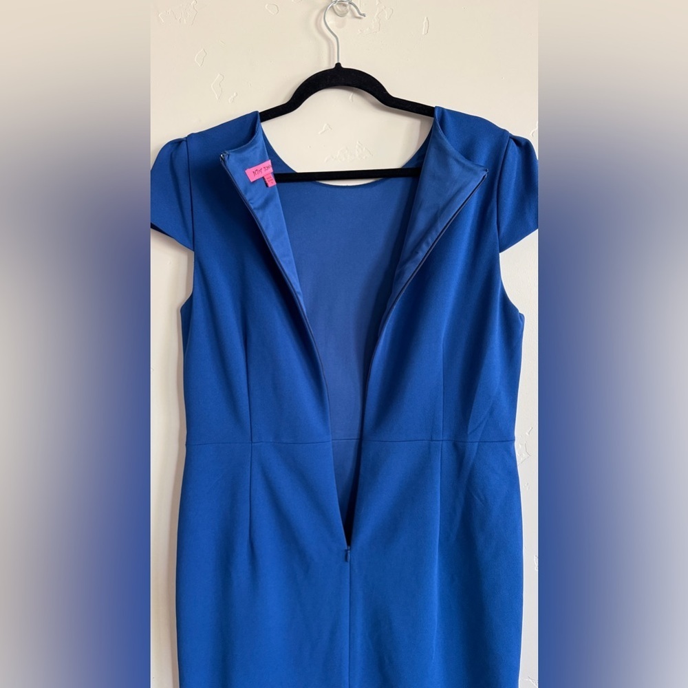 Betsey Johnson Blue Puff Sleeve Sheath Dress ocean blue size 14 - Picture 12 of 13